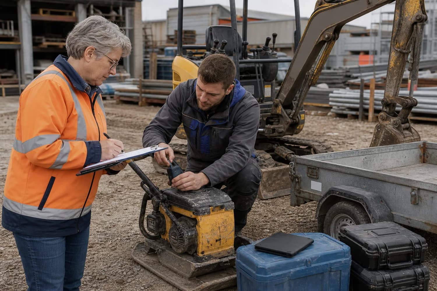 Team wählt Baumaschinen und Baugeräte für einen digitalen Pilot aus