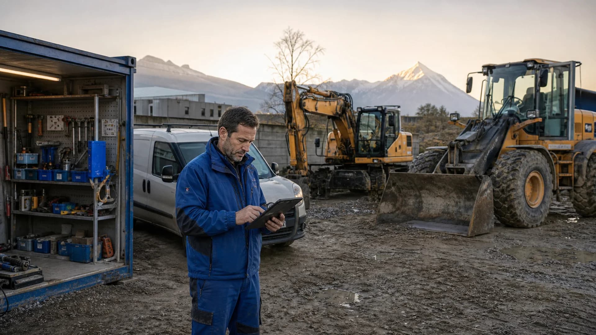 Digitale Baumaschinenverwaltung verbindet Maschinen und Werkhof auf einem Tablet