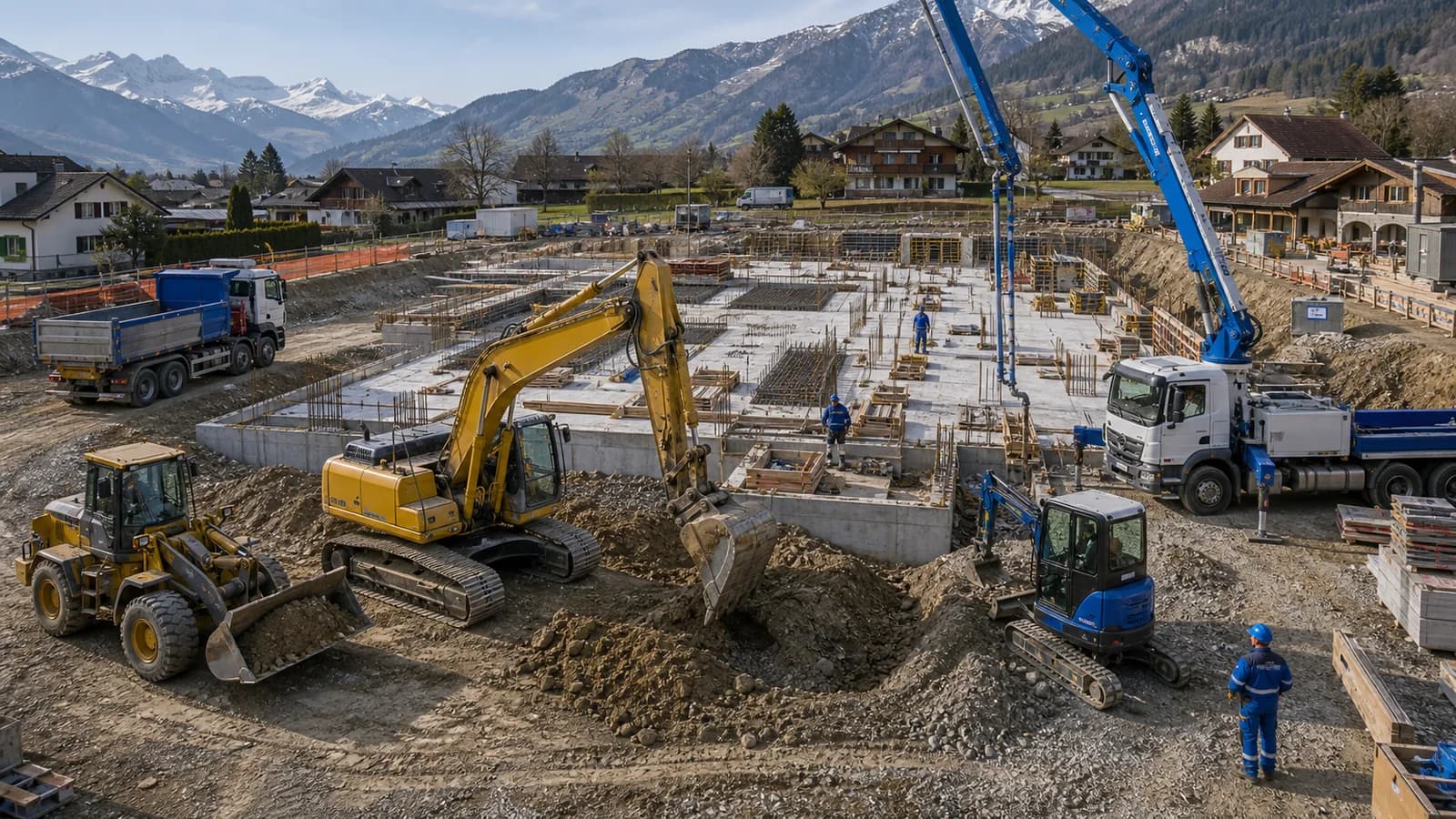 Mehrere Baumaschinen verschiedener Hersteller in einer zentral vernetzten Flotte