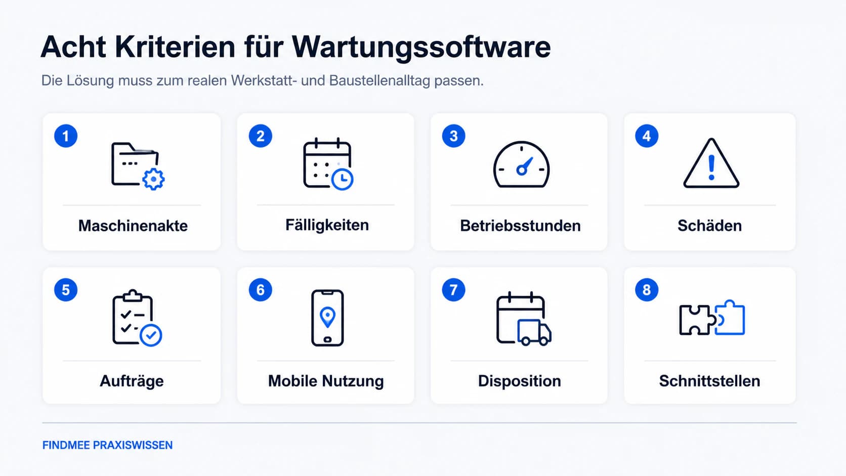 Acht Kriterien für die Auswahl einer Wartungssoftware für Baumaschinen